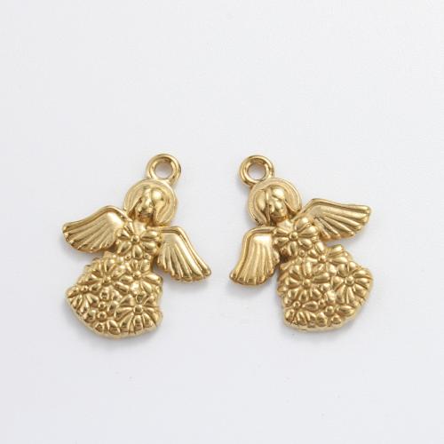 Stainless Steel Pendants, 304 Stainless Steel, Angel, gold color plated, DIY, golden, 22x17x2mm, Sold By PC