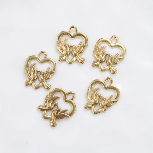 Stainless Steel Heart Pendants, 304 Stainless Steel, gold color plated, DIY & hollow, golden, 18.30x1.50x1.80mm, Sold By PC