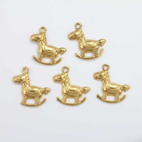 Stainless Steel Pendants, 304 Stainless Steel, rocking horse, gold color plated, DIY, golden, 23x20.60x2.80mm, Sold By PC
