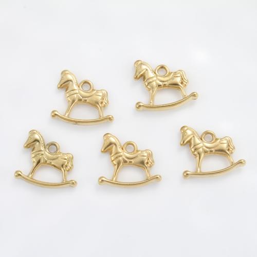 Stainless Steel Pendants, 304 Stainless Steel, rocking horse, gold color plated, DIY, golden, 18x20x3.50mm, Sold By PC
