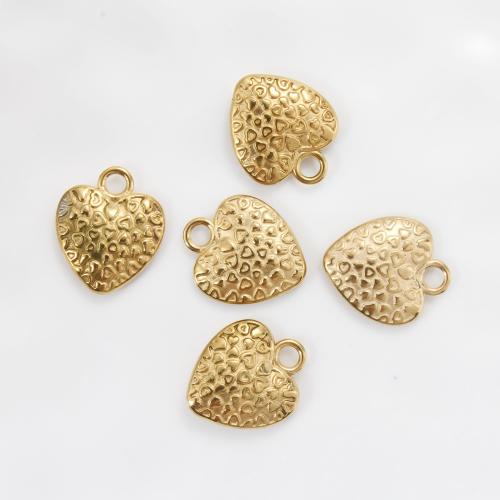 Stainless Steel Heart Pendants, 304 Stainless Steel, gold color plated, DIY, golden, 19.70x16.60x4.60mm, Sold By PC