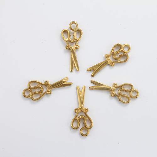 Stainless Steel Pendants, 304 Stainless Steel, Scissors, gold color plated, DIY, golden, 28.60x12x3.20mm, Sold By PC