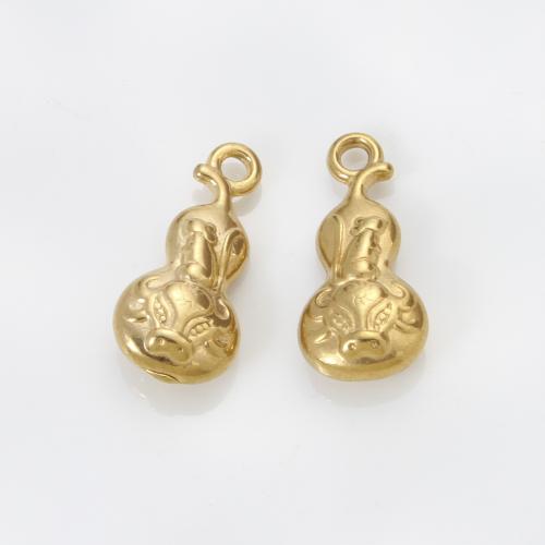 Stainless Steel Pendants, 304 Stainless Steel, Calabash, gold color plated, DIY, golden, 19.80x9.50x5.20mm, Sold By PC