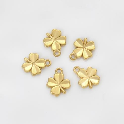 Stainless Steel Pendants, 304 Stainless Steel, Four Leaf Clover, gold color plated, DIY, golden, 11.80x9.30x1.70mm, Sold By PC