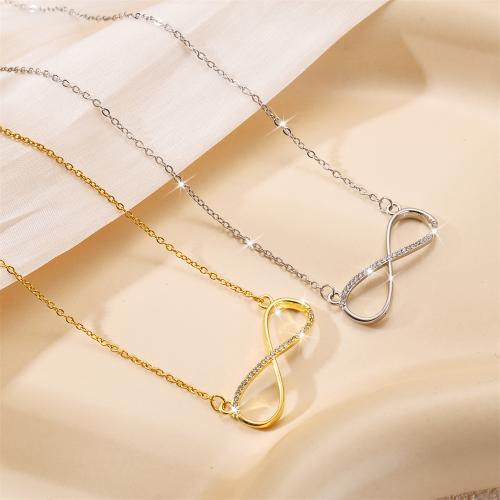 Titanium Steel Necklace, plated, micro pave rhinestone & for woman & hollow, more colors for choice, Sold By PC