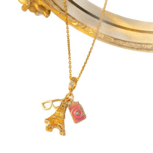 Brass Necklace, 304 Stainless Steel, with 5cm extender chain, plated, different styles for choice & micro pave cubic zirconia & enamel, Length:45 cm, Sold By PC