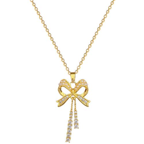 Fashion Stainless Steel Jewelry Sets, Titanium Steel, with Plastic Pearl, Bowknot, plated, different styles for choice & micro pave cubic zirconia & for woman, golden, Sold By PC