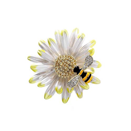 alliage de zinc broche, margueritepâquerette, Placage, pour femme & émail & avec strass, plus de couleurs à choisir, 40mm, Vendu par PC