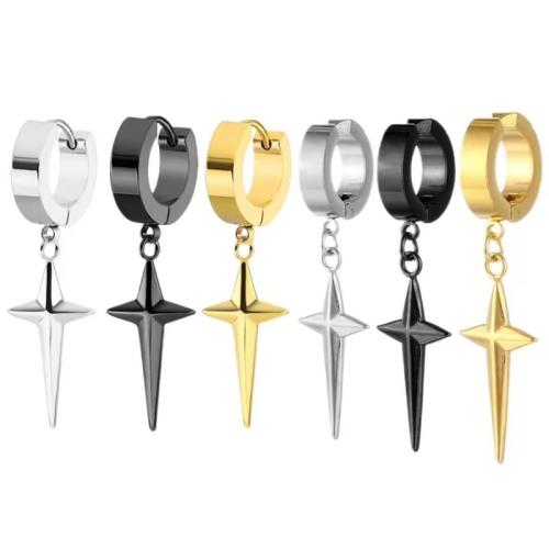 304 Edelstahl Huggie Hoop Ohrhänger, Kreuz, plattiert, unisex & verschiedene Stile für Wahl, 30mm, verkauft von PC