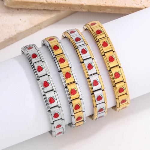 Stainless Steel Jewelry Bracelet, 304 Stainless Steel, gold color plated, enamel, more colors for choice, Sold By PC