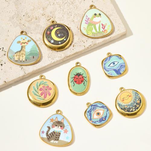 Stainless Steel Pendants, 304 Stainless Steel, gold color plated, DIY & enamel, more colors for choice, 3PCs/Bag, Sold By Bag