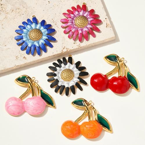 Stainless Steel Pendants, 304 Stainless Steel, gold color plated, DIY & enamel, more colors for choice, 3PCs/Bag, Sold By Bag