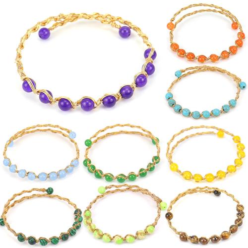 Gemstone Cuff Bangle, with Brass, handmade, fashion jewelry & different materials for choice & Unisex, Crystal Gold, Sold By PC