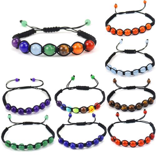 Piedras preciosas Pulsera, con cordón de nylon, hecho a mano, Joyería & diferentes materiales para la opción & unisexo, negro, longitud:aproximado 20 cm, Vendido por UD