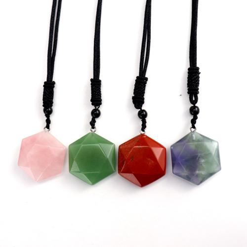 Natural Gemstone Necklace, with Nylon Cord, handmade, fashion jewelry & different materials for choice & Unisex, black, Sold By PC