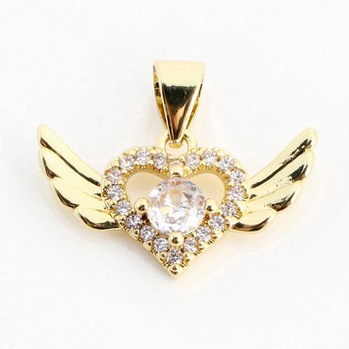 Befestigter Zirkonia Messing Anhänger, DIY & Micro pave Zirkonia & hohl, goldfarben, 15x19x5mm, verkauft von PC