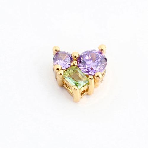 Cuentas de Circonita bronce, metal, Corazón, Bricolaje & micro arcilla de zirconia cúbica, dorado, 8x8x4mm, Vendido por UD