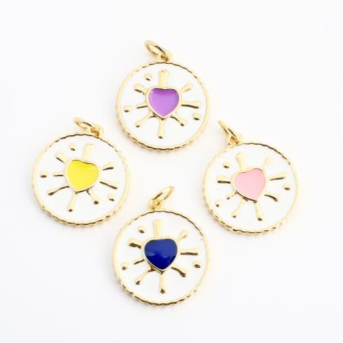 Messing Herz Anhänger, rund, goldfarben plattiert, DIY & Emaille, keine, 19x16x2mm, verkauft von PC