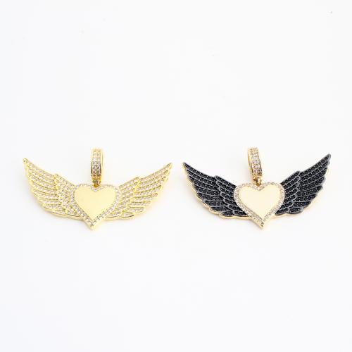 Befestigter Zirkonia Messing Anhänger, goldfarben plattiert, DIY & Micro pave Zirkonia, keine, 26x46x7mm, verkauft von PC