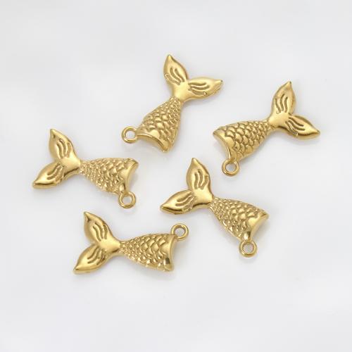 Stainless Steel Pendants, 304 Stainless Steel, Mermaid tail, gold color plated, DIY, golden, 18x11x3mm, Sold By PC