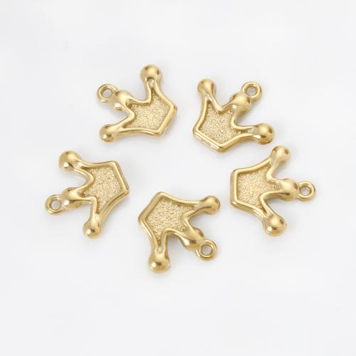 Stainless Steel Pendants, 304 Stainless Steel, Crown, gold color plated, DIY, golden, 14.50x16.60x2.40mm, Sold By PC