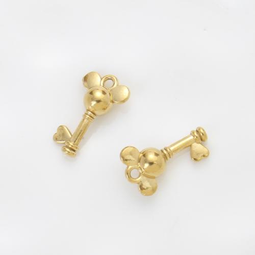 Stainless Steel Pendants, 304 Stainless Steel, Key, gold color plated, DIY, golden, 15.30x9x5mm, Sold By PC