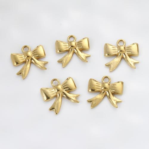 Stainless Steel Pendants, 304 Stainless Steel, Bowknot, gold color plated, DIY, golden, 18x18x2.70mm, Sold By PC
