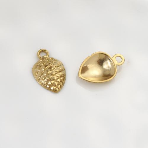Stainless Steel Pendants, 304 Stainless Steel, Pinecone, gold color plated, DIY, golden, 19.20x12.30x3.20mm, Sold By PC