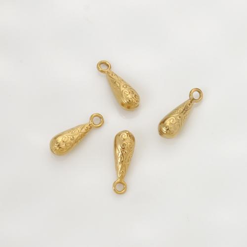 Stainless Steel Pendants, 304 Stainless Steel, Teardrop, gold color plated, DIY, golden, 16.50x5.60x5.30mm, Sold By PC