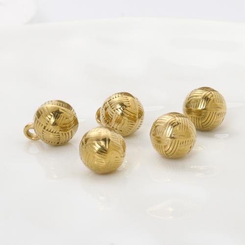 Stainless Steel Pendants, 304 Stainless Steel, Round, gold color plated, DIY, golden, 12.40x9x9mm, Sold By PC