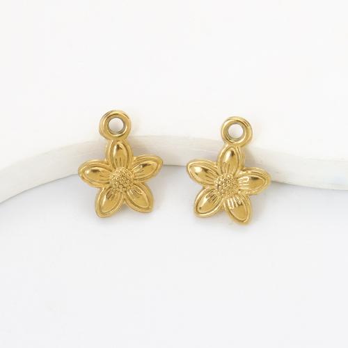 Stainless Steel Flower Pendant, 304 Stainless Steel, gold color plated, DIY, golden, 15x13x3mm, Sold By PC