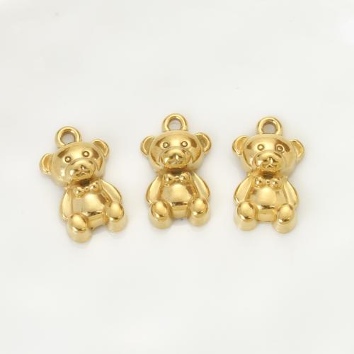 Stainless Steel Animal Pendants, 304 Stainless Steel, Bear, gold color plated, DIY, golden, 22x13.40x6.50mm, Sold By PC