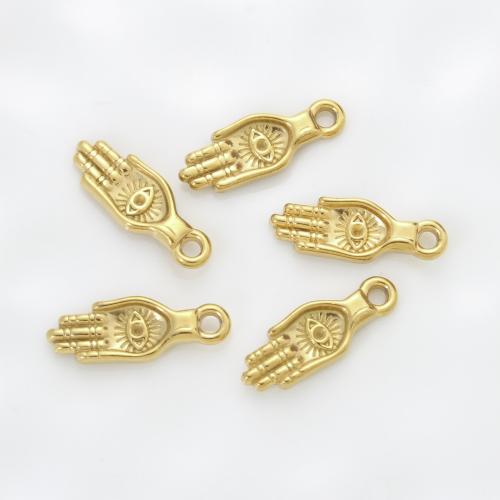 Stainless Steel Pendants, 304 Stainless Steel, Hand, gold color plated, DIY, golden, 24.60x9x3.60mm, Sold By PC