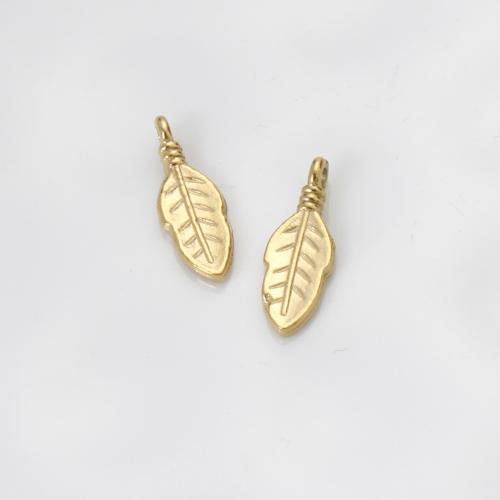 Stainless Steel Pendants, 304 Stainless Steel, Leaf, gold color plated, DIY, golden, 15.30x5.20x1.30mm, Sold By PC