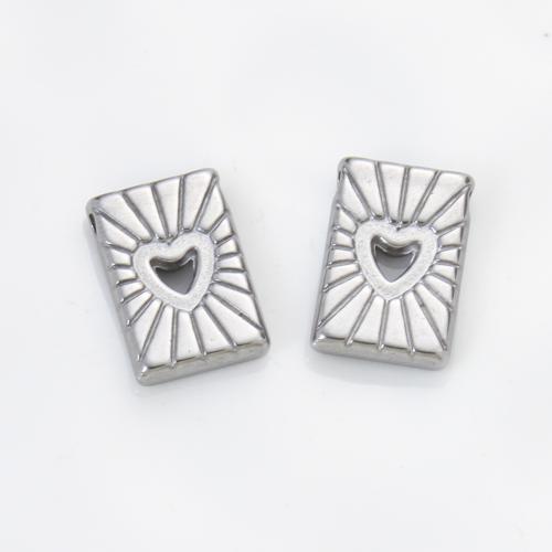 Stainless Steel Beads, 304 Stainless Steel, Square, silver color plated, DIY, silver color, 15.30x10x2.90mm, Sold By PC
