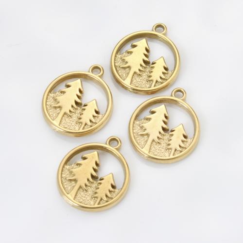 Stainless Steel Pendants, 304 Stainless Steel, Round, gold color plated, DIY & hollow, golden, 18.40x15.50x1.70mm, Sold By PC