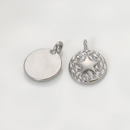 Stainless Steel Pendants, 304 Stainless Steel, Round, silver color plated, DIY, silver color, 16x12.20x2.50mm, Sold By PC