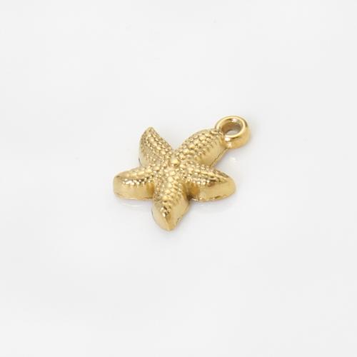 Stainless Steel Animal Pendants, 304 Stainless Steel, Starfish, gold color plated, DIY, golden, 12.80x9.70x2.70mm, Sold By PC