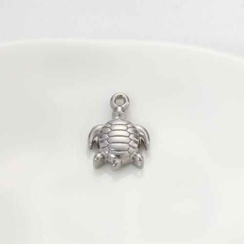 Stainless Steel Animal Pendants, 304 Stainless Steel, Turtle, silver color plated, DIY, silver color, 15.80x11x4mm, Sold By PC