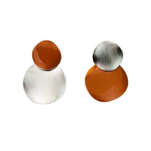 Asymmetric Earrings, Brass, plated, brushed & for woman & enamel, 30x20mm, Sold By Pair