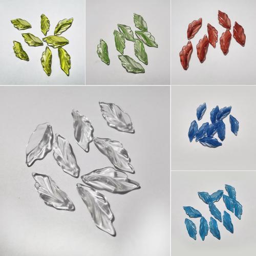 Hair Accessories DIY Findings, Lampwork, Leaf, stoving varnish, random style, mixed colors, 14x37mm, Sold By PC