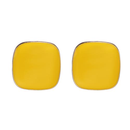 Tibetan Style Stud Earring, Square, plated, for woman & enamel, more colors for choice, 12x12mm, Sold By PC