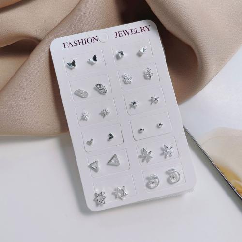 Tibetan Style Stud Earring Set, plated, different styles for choice & for woman & with rhinestone, earring length 3-12mm, Sold By Set