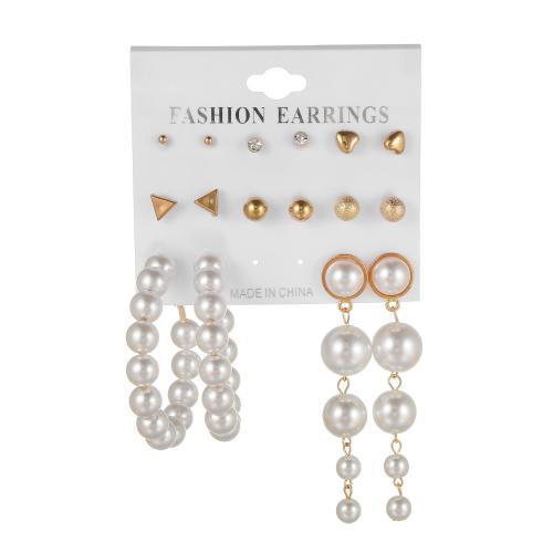 Tibetan Style Earring Set, with Plastic Pearl, plated, different styles for choice & for woman & with rhinestone, earring length 3-80mm, Sold By Set