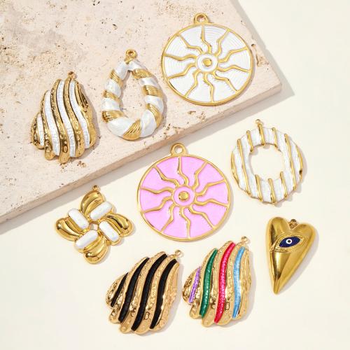 Stainless Steel Pendants, 304 Stainless Steel, gold color plated, DIY & enamel, more colors for choice, 3PCs/Bag, Sold By Bag
