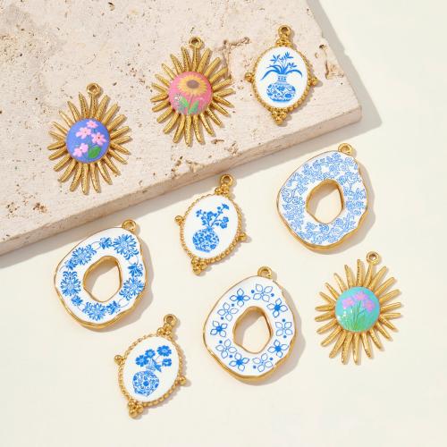 Stainless Steel Pendants, 304 Stainless Steel, gold color plated, DIY & enamel, more colors for choice, 3PCs/Bag, Sold By Bag
