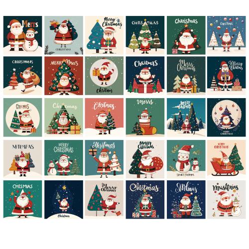 Tarjeta de felicitación de Navidad, Papel, Impresión, Diseño de Navidad & Bricolaje, más colores para la opción, 115x122x10mm, 30PCs/Set, Vendido por Set