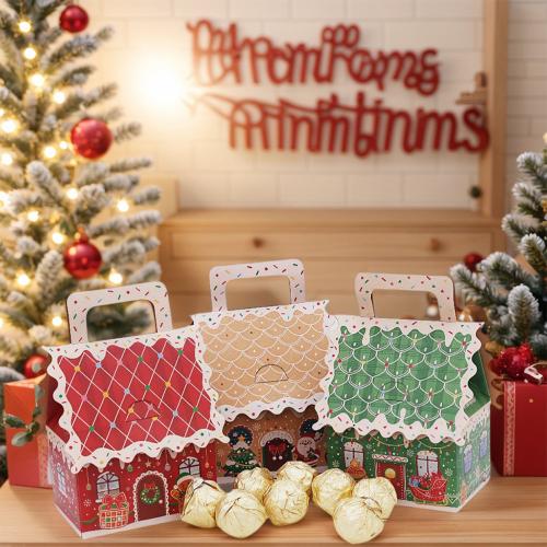 Paper Christmas Gift Box, printing, Christmas Design & DIY, more colors for choice, 8PCs/Set, Sold By Set