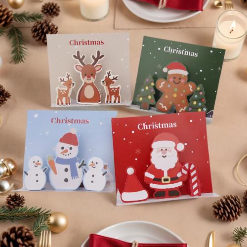 Paper Christmas Card, printing, Christmas Design & DIY, more colors for choice, 4PCs/Set, Sold By Set