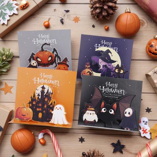 Copper Printing Paper Greeting Card, Halloween Design & DIY, more colors for choice, 4PCs/Set, Sold By Set